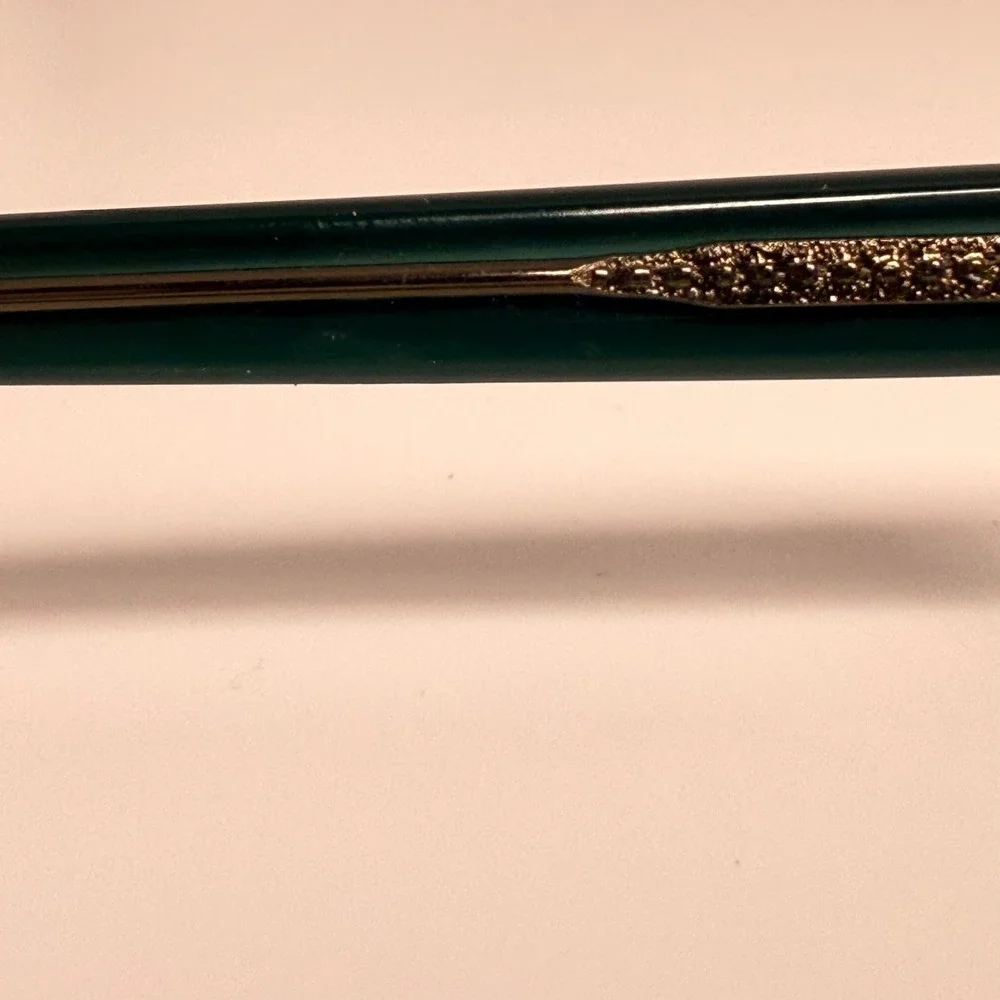 Prodesign Denmark Teal Green Rectangular Eyeglass Frames Gold Texture 24404